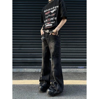 Zipped Hem Washed Jeans Korean Street Fashion Jeans By MaxDstr Shop Online at OH Vault