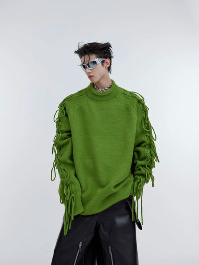 Knot Lines Detail Sweater Korean Street Fashion Sweater By Argue Culture Shop Online at OH Vault