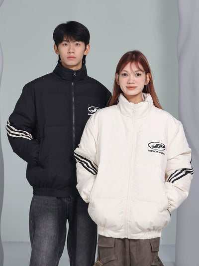 Striped Sleeve Puffer Jacket Korean Street Fashion Jacket By Jump Next Shop Online at OH Vault