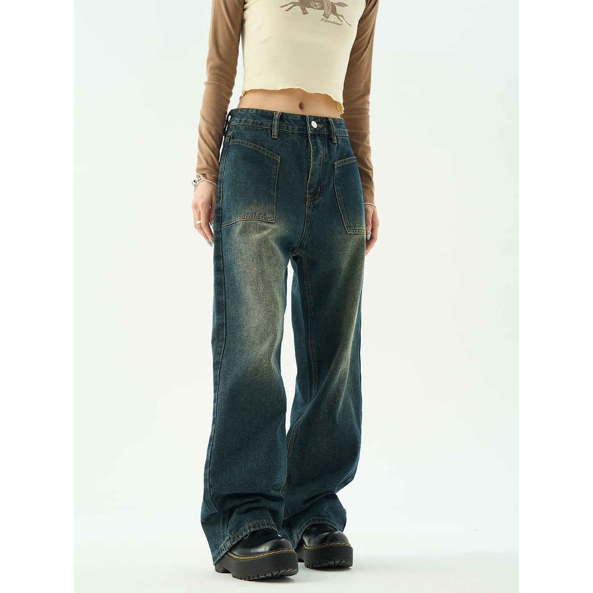 Acid Treated Jeans Korean Street Fashion Jeans By 77Flight Shop Online at OH Vault
