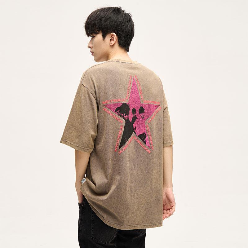 Duotone Graphic Washed T-Shirt Korean Street Fashion T-Shirt By 77Flight Shop Online at OH Vault