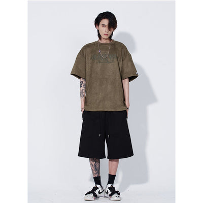 Embroidered Font Roomy Fit T-Shirt Korean Street Fashion T-Shirt By 77Flight Shop Online at OH Vault