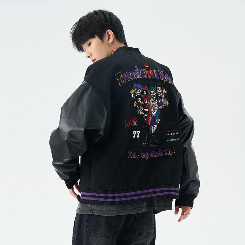W Faux Leather Arms Jacket Korean Street Fashion Jacket By 77Flight Shop Online at OH Vault