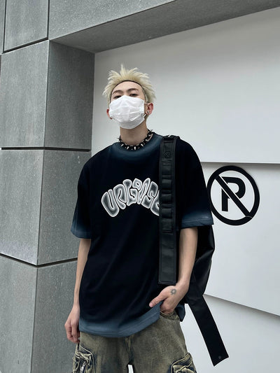 Gradient Absract Letters T-Shirt Korean Street Fashion T-Shirt By MaxDstr Shop Online at OH Vault