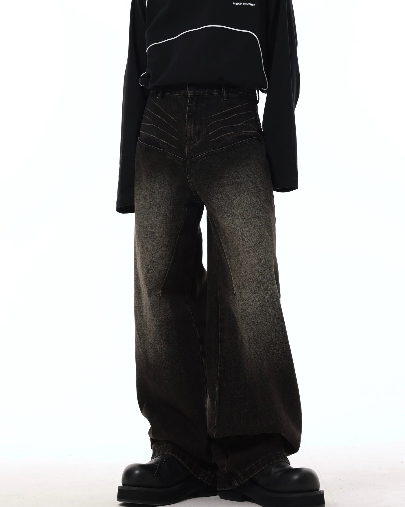 Gradient Washed Whisker Wide Leg Jeans Korean Street Fashion Jeans By Dark Fog Shop Online at OH Vault