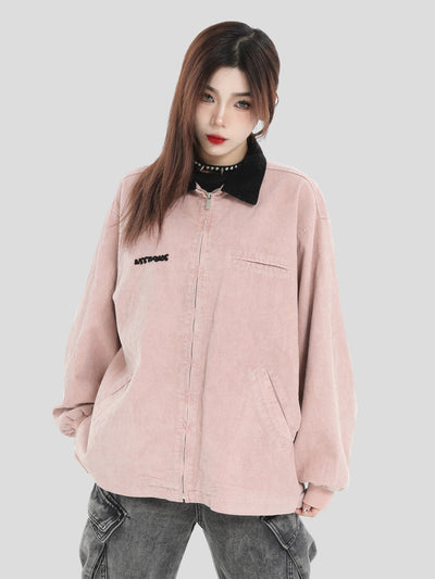 Contrast Collar Corduroy Jacket Korean Street Fashion Jacket By INS Korea Shop Online at OH Vault
