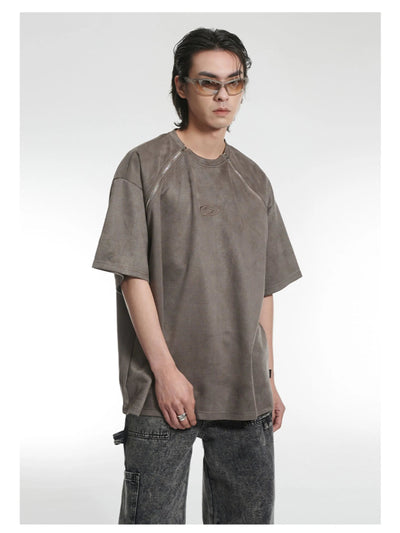 Double Slant Zip Suede T-Shirt Korean Street Fashion T-Shirt By A PUEE Shop Online at OH Vault