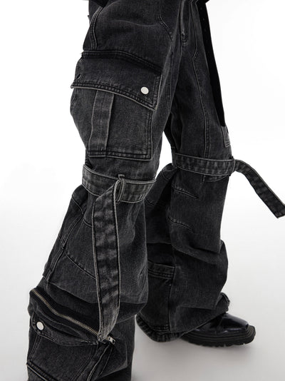 Argue Culture Strap Belts Cargo Style Jeans Korean Street Fashion Jeans By Argue Culture Shop Online at OH Vault