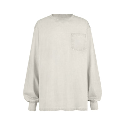 Washed Distressed Hem Long Sleeve T-Shirt Korean Street Fashion T-Shirt By Underwater Shop Online at OH Vault