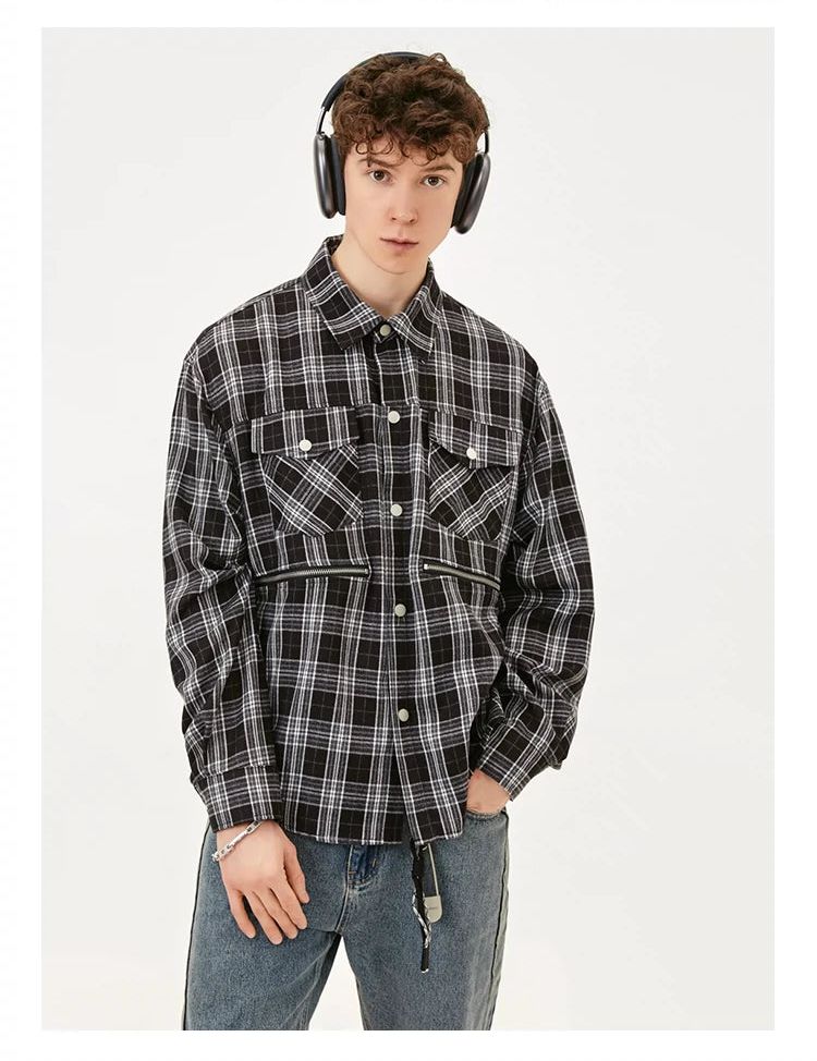 Casual Check Collared Shirt Korean Street Fashion Shirt By Made Extreme Shop Online at OH Vault