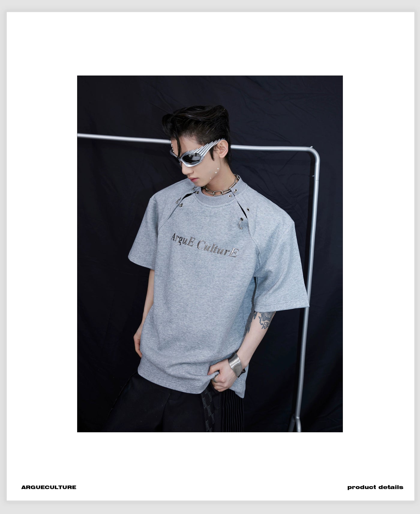 Linked Sleeve Splits Long Sleeve T-Shirt Korean Street Fashion T-Shirt By Argue Culture Shop Online at OH Vault