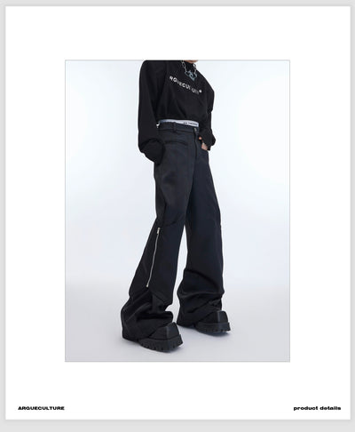Side Zip Wide Pants Korean Street Fashion Pants By Argue Culture Shop Online at OH Vault