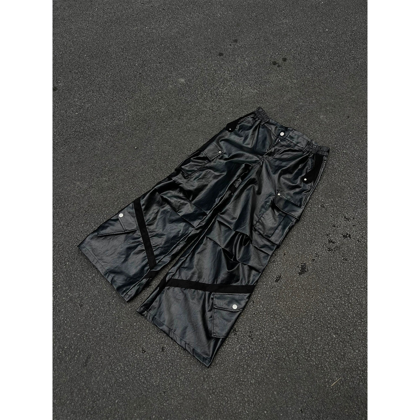Sleek Big Pockets PU Leather Pants Korean Street Fashion Pants By MaxDstr Shop Online at OH Vault