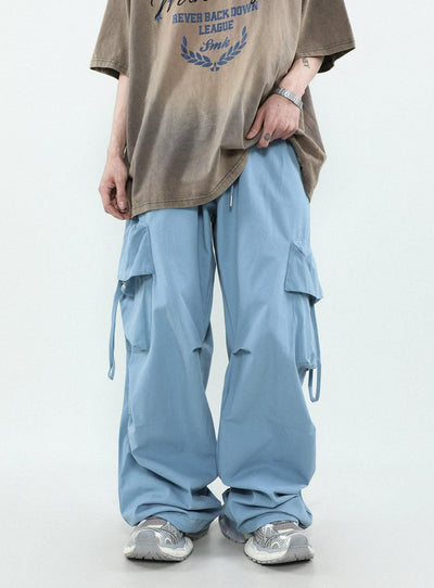 Casual Pleated Parachute Cargo Pants Korean Street Fashion Pants By Mr Nearly Shop Online at OH Vault