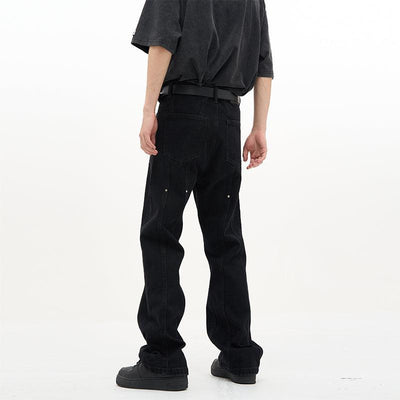77Flight Rivet Buttoned Slim Fit Pants Korean Street Fashion Pants By 77Flight Shop Online at OH Vault