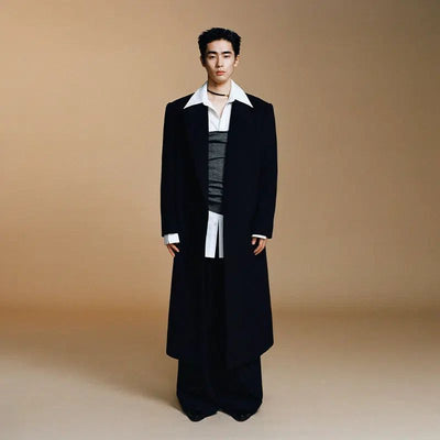 Wool Peak Lapel Long Coat Korean Street Fashion Long Coat By Opicloth Shop Online at OH Vault