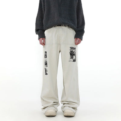 Alice Cooper Printed Jeans Korean Street Fashion Jeans By Mr Nearly Shop Online at OH Vault