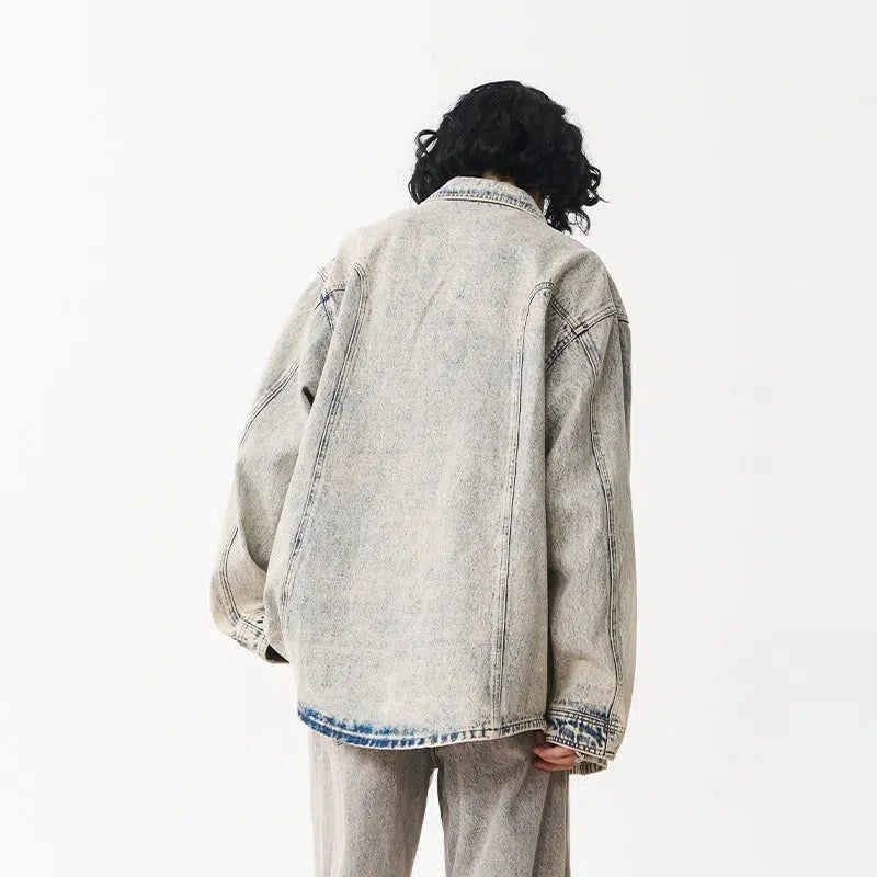 Structured Acid Washed Denim Jacket Korean Street Fashion Jacket By Moditec Shop Online at OH Vault