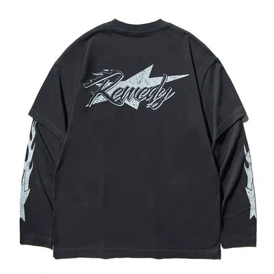 Layered Casual Long Sleeve T-Shirt Korean Street Fashion T-Shirt By Remedy Shop Online at OH Vault