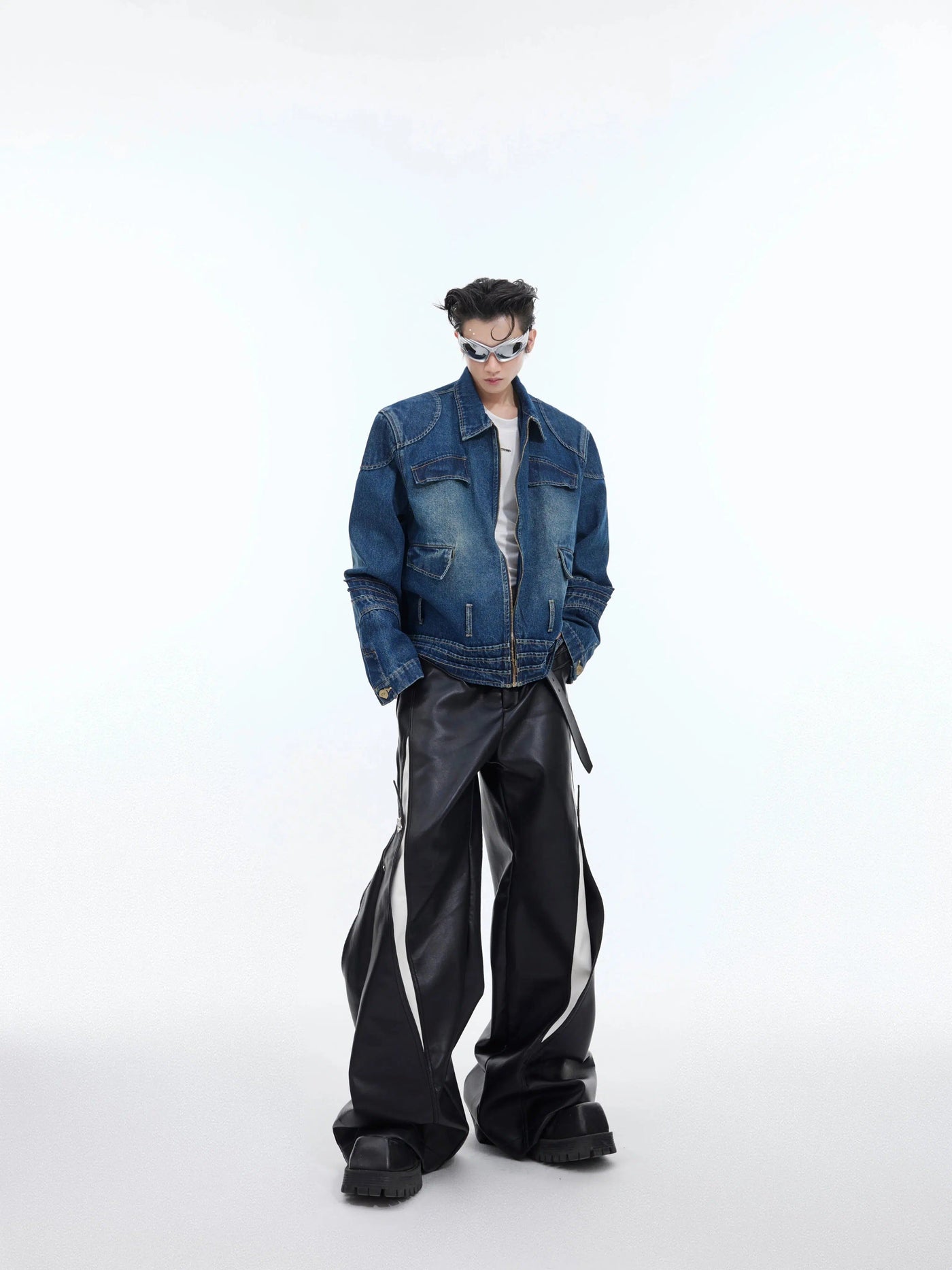 Abstract Seams Denim Jacket Korean Street Fashion Jacket By Argue Culture Shop Online at OH Vault