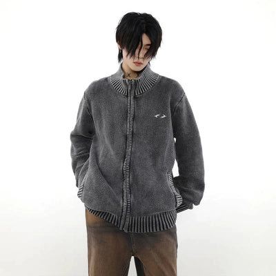 Washed Ribbed Hem Knitted Jacket Korean Street Fashion Jacket By Mr Nearly Shop Online at OH Vault