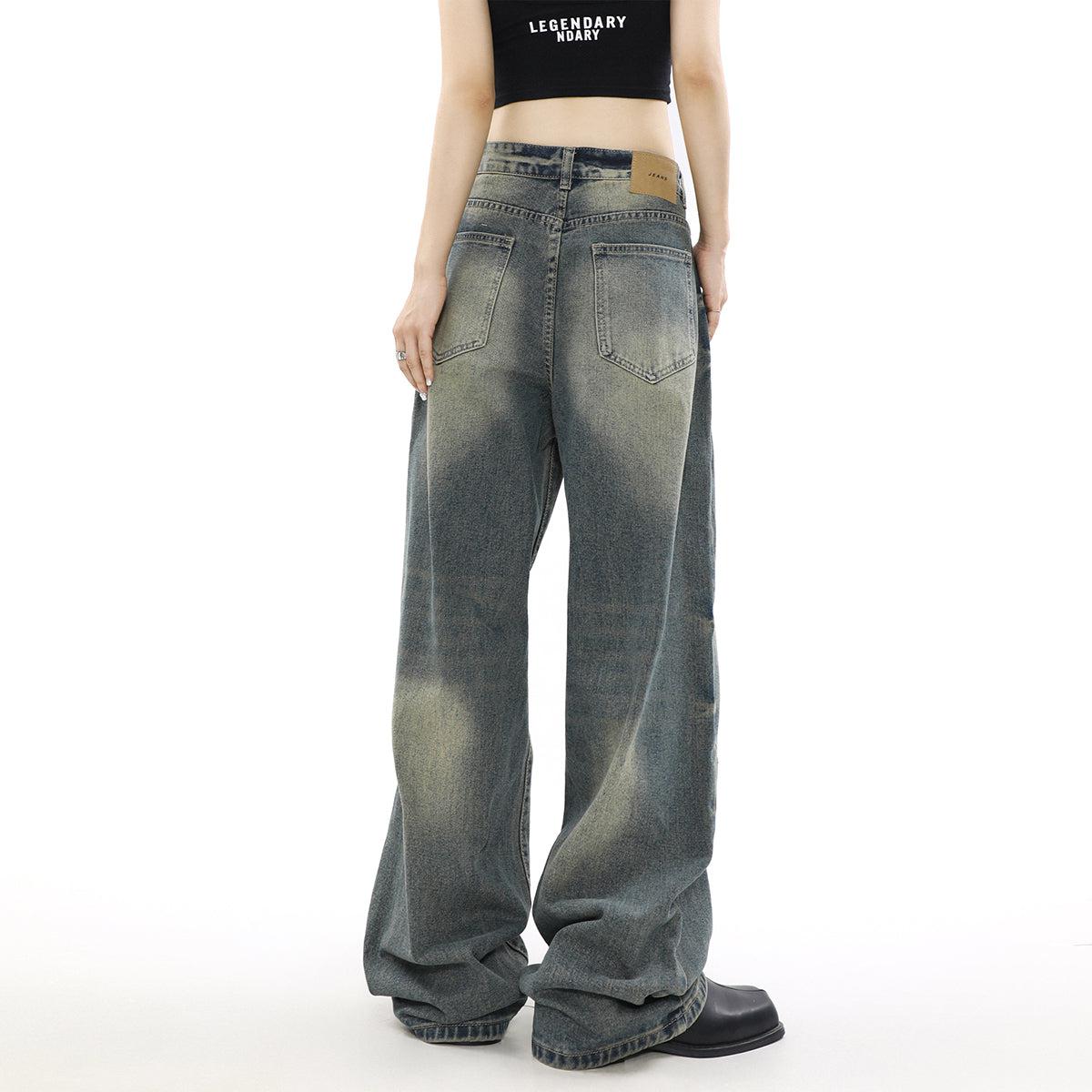 Washed Scratch Cut Lines Loose Jeans Korean Street Fashion Jeans By Mr Nearly Shop Online at OH Vault
