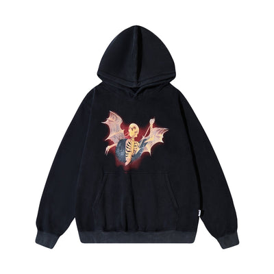 Made Extreme Skull Graphic Loose Hoodie Korean Street Fashion Hoodie By Made Extreme Shop Online at OH Vault