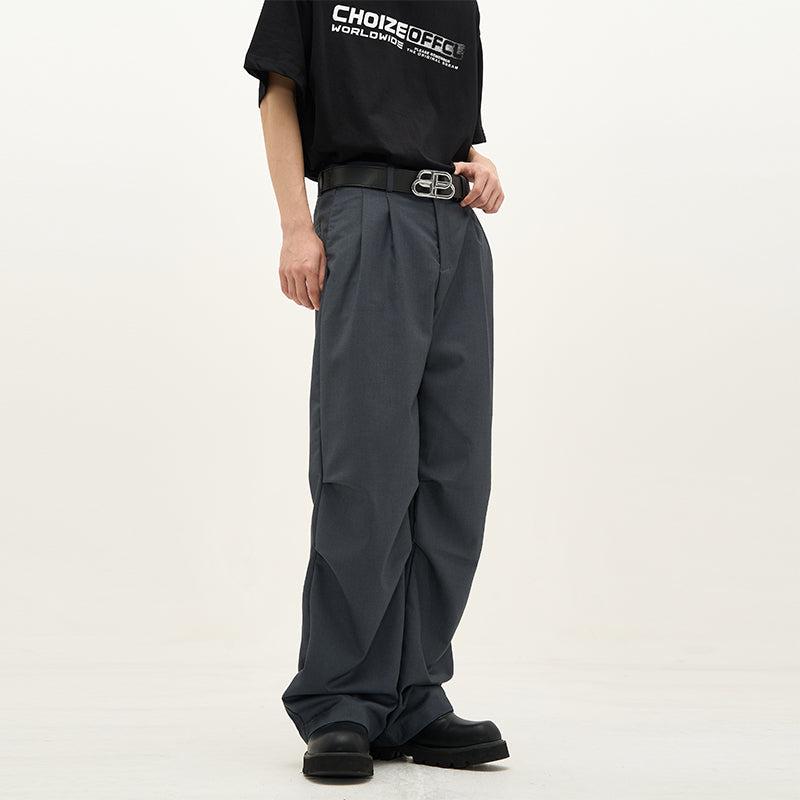 77Flight Loose Pleated Straight Trousers Korean Street Fashion Pants By 77Flight Shop Online at OH Vault