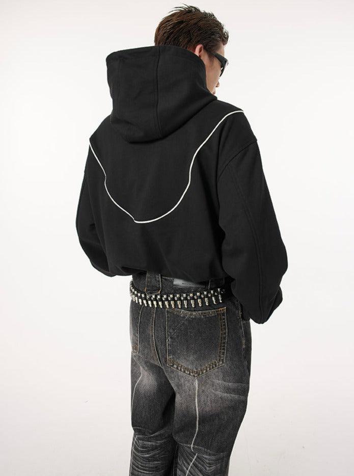 Dark Fog Casual Reflective Piping Hoodie Korean Street Fashion Hoodie By Dark Fog Shop Online at OH Vault