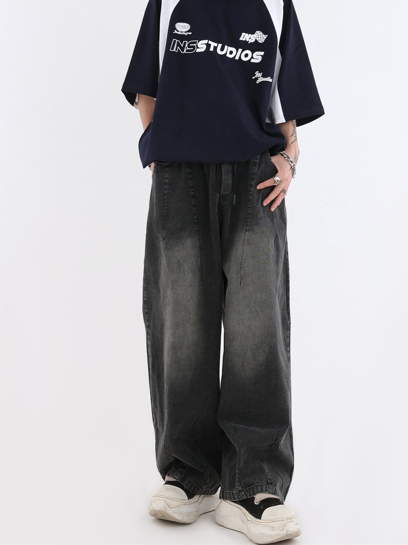 Gradient Wide Leg Jeans Korean Street Fashion Jeans By INS Korea Shop Online at OH Vault