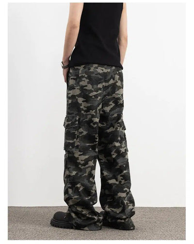 Low Rise Camo Print Cargo Pants Korean Street Fashion Pants By A PUEE Shop Online at OH Vault