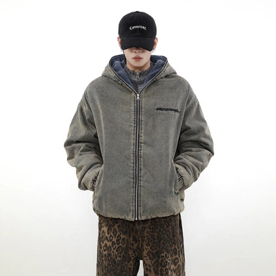 Washed Slant Pocket Hooded Denim Jacket Korean Street Fashion Jacket By Mr Nearly Shop Online at OH Vault