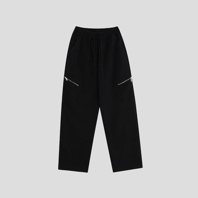 Casual Zip Patched Pocket Loose Pants Korean Street Fashion Pants By INS Korea Shop Online at OH Vault