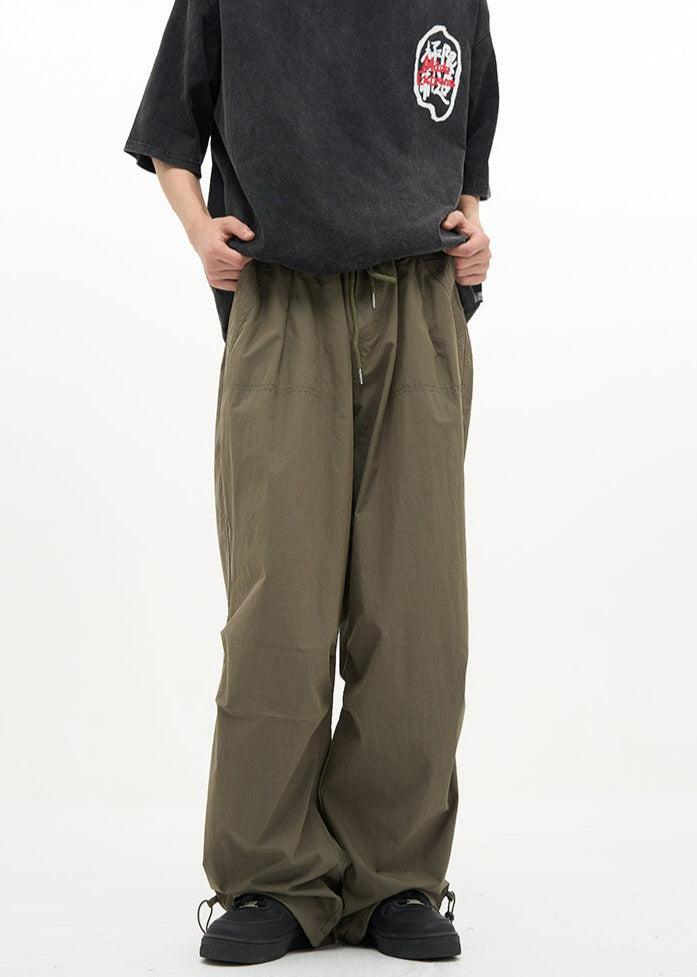 77Flight Drawstring Wide Cut Parachute Pants Korean Street Fashion Pants By 77Flight Shop Online at OH Vault
