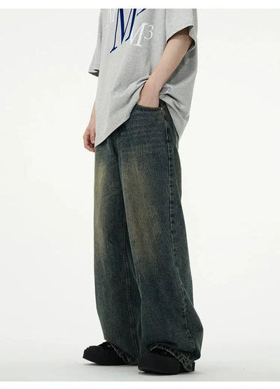 Stone Washed Loose Fit Jeans Korean Street Fashion Jeans By 77Flight Shop Online at OH Vault