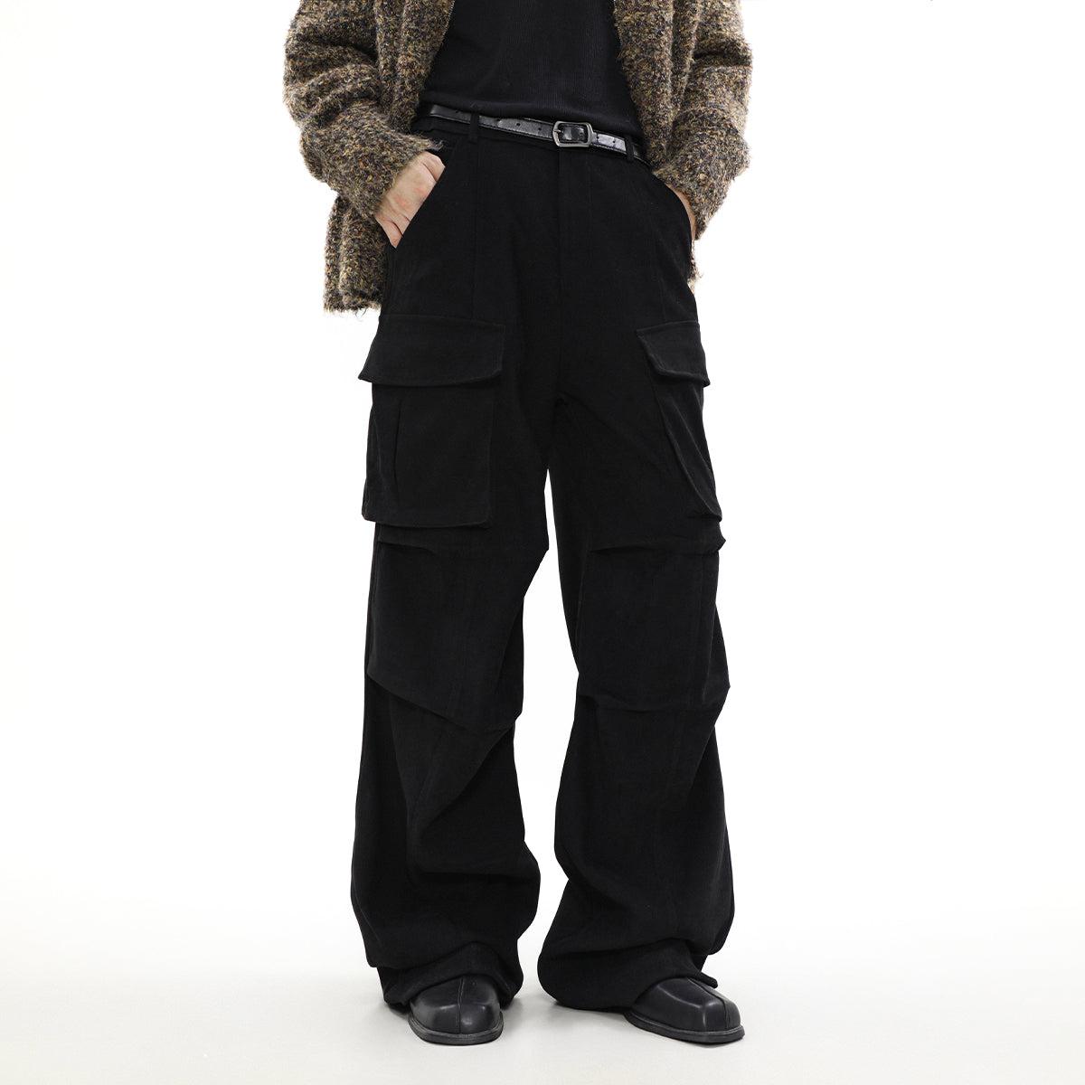 Knee Pleated Wide Cut Cargo Pants Korean Street Fashion Pants By Mr Nearly Shop Online at OH Vault