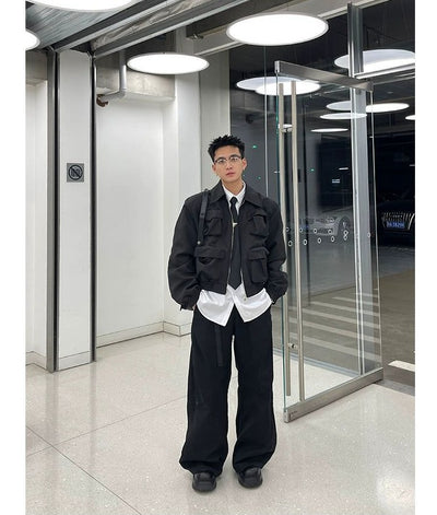Functional Shoulder Pad Short Jacket Korean Street Fashion Jacket By Poikilotherm Shop Online at OH Vault