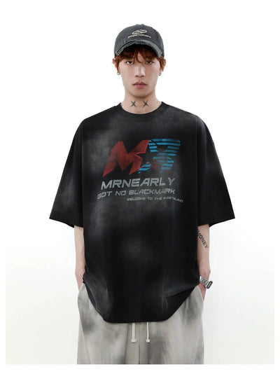 Sprayed Wash Letters T-Shirt Korean Street Fashion T-Shirt By Mr Nearly Shop Online at OH Vault