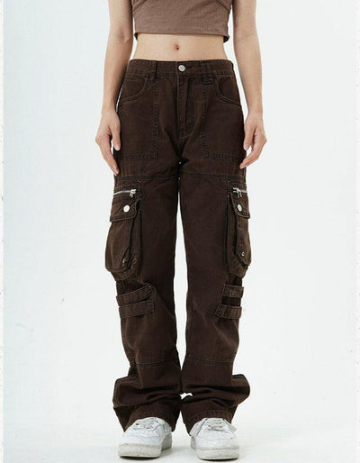 Multi-Pocket Strap Cargo Pants Korean Street Fashion Pants By Made Extreme Shop Online at OH Vault