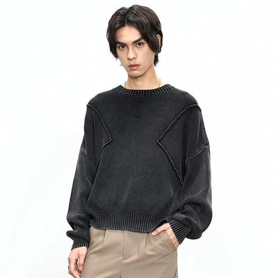 CATSSTAC Embossed Lines Ribbed Sweater Korean Street Fashion Sweater By CATSSTAC Shop Online at OH Vault