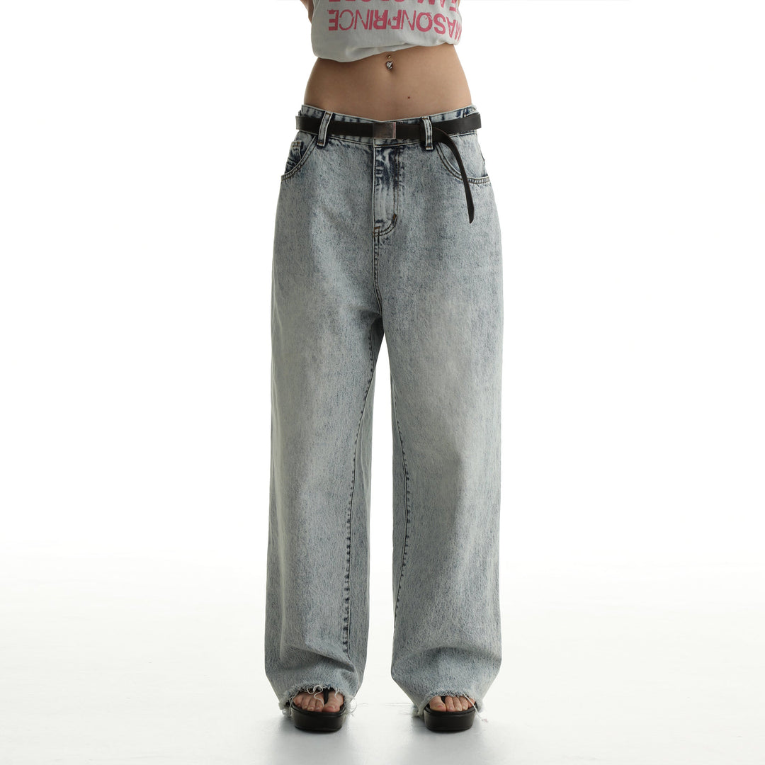 Faded Raw Edge Denim Shorts & Jeans Set Faded Raw Edge Denim Shorts & Jeans Set