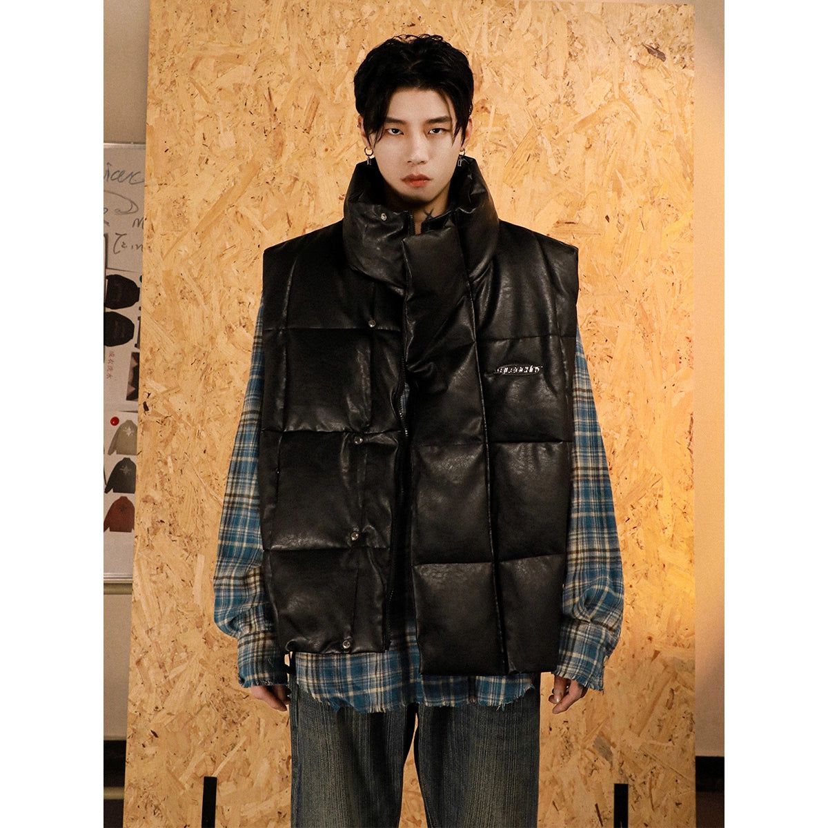 Sleek High Collar Padded Vest Korean Street Fashion Vest By Mr Nearly Shop Online at OH Vault