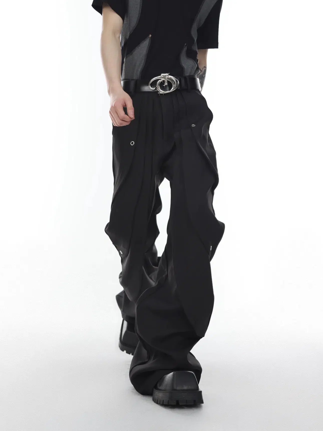 Consecutive Folds Wide Leg Pants Korean Street Fashion Pants By Argue Culture Shop Online at OH Vault