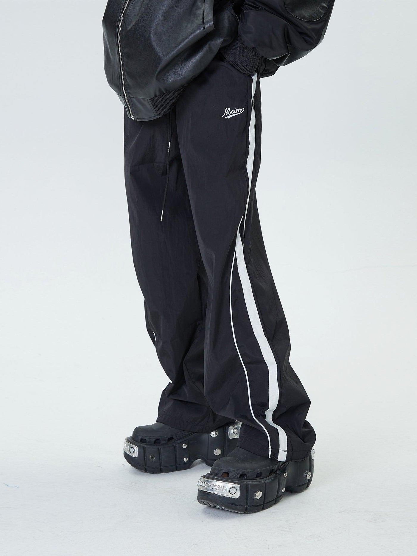 Striped Embroidery Track Pants Korean Street Fashion Pants By Ash Dark Shop Online at OH Vault
