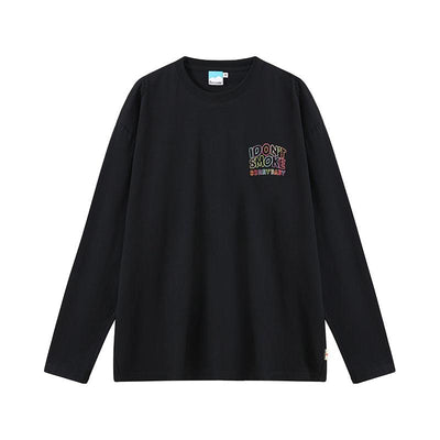 Donsmoke Colorful Logo Stitch Long Sleeve T-Shirt Korean Street Fashion Crewneck By Donsmoke Shop Online at OH Vault