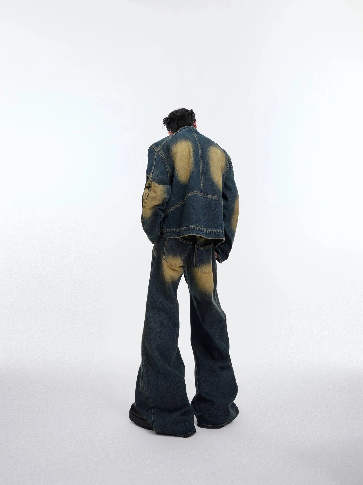 Fade Zipped Denim Jacket & Jeans Set Korean Street Fashion Clothing Set By Argue Culture Shop Online at OH Vault