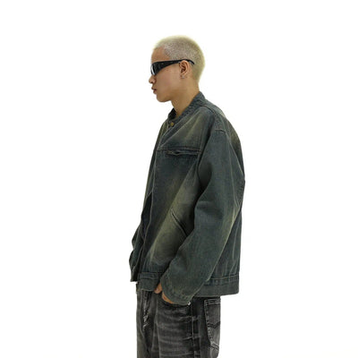 Vintage Washed Denim Jacket Korean Street Fashion Jacket By MEBXX Shop Online at OH Vault