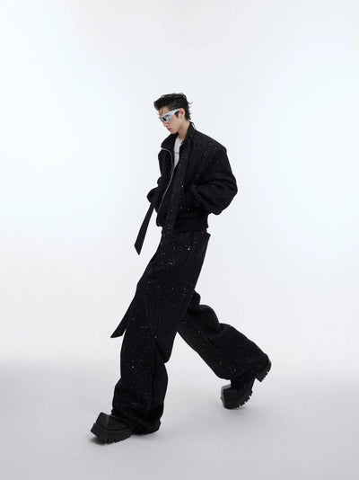 Scattered Dust Tie Jacket & Sweatpants Set Korean Street Fashion Clothing Set By Argue Culture Shop Online at OH Vault