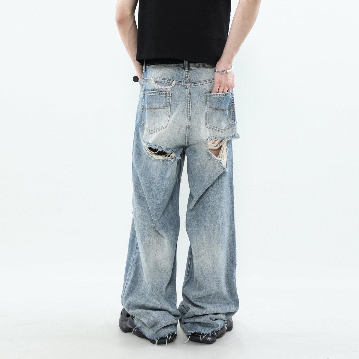 Mr Nearly Washed Ripped Hole Jeans Korean Street Fashion Jeans By Mr Nearly Shop Online at OH Vault