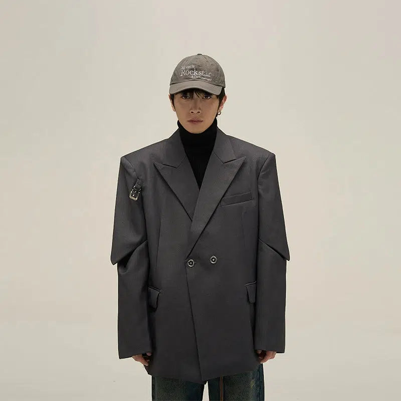 Structured Peak Lapel Blazer Korean Street Fashion Blazer By 77Flight Shop Online at OH Vault